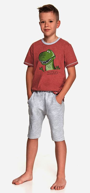 Taro, chlapecké pyžamo 2216-Alan, krátký rukáv, cihlová, vel. 122