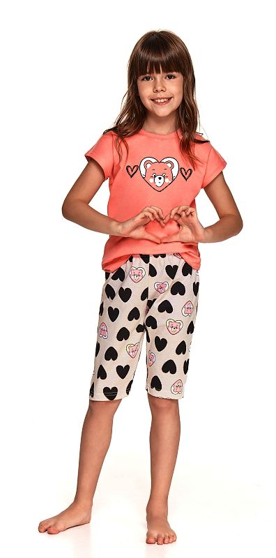 Taro, dívčí pyžamo 2203/1-Amelia, krátký rukáv, červená, vel. 122
