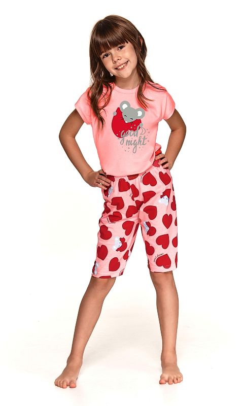 Taro, dívčí pyžamo 2203/1-Amelia, krátký rukáv, červená, vel. 122