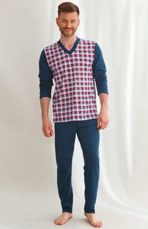 Taro, pánské pyžamo 2632-Victor, dlouhý rukáv, černo-šedá, vel. XL