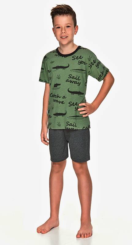 Taro, chlapecké pyžamo 2745-Luka, bílá s proužkem, vel. 134