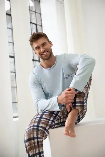 Taro, pánské pyžamo 3092-Parker, dlouhý rukáv, světle modrá, vel. 3XL