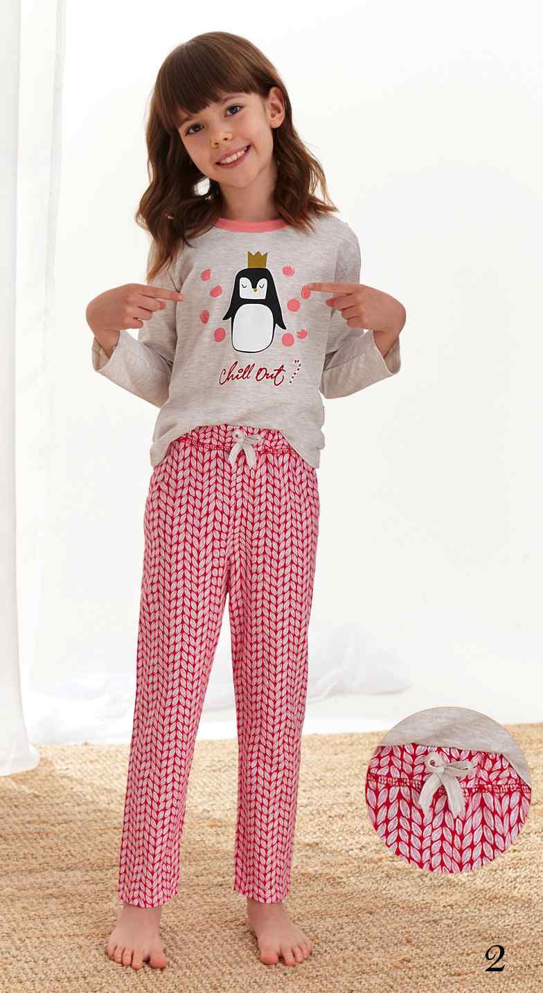 Taro, dívčí pyžamo 2253-Maja, dlouhý rukáv, béžový melír, vel. 134