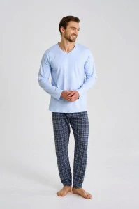 Pánské pyžamo 3477-Mark, dlouhý rukáv, světle modrá, vel. 5XL, 6XL