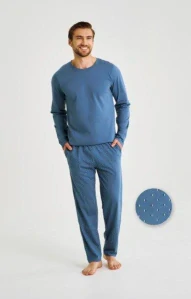 Pánské pyžamo 3474-Lorenzo, dlouhý rukáv, tmavě modrá, vel. M, L, XL, XXL