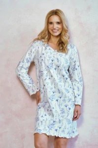 Dámská noční košile 3455-Caroline, dlouhý rukáv, bílá, vel. M, L, XL