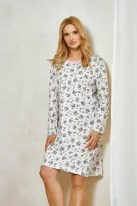 Dámská noční košile 3452-Martina, dlouhý rukáv, bílá, vel. M, L, XL