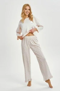 Dámské pyžamo 3438-Vera, dlouhý rukáv, béžová, vel. S, M, L, XL