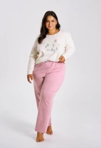 Dámské pyžamo 3470-Monica, dlouhý rukáv, béžová, vel. XXL, 3XL, 4XL