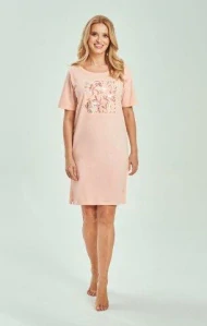 Dámská noční košile 3554-Valentina, krátký rukáv, meruňková, vel. M, L, XL