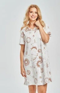 Dámská propínací noční košile 3521-Sol, krátký rukáv, žlutá, vel. S, M, L, XL