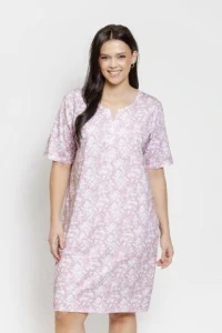 Dámská noční košile 3569-Adria, krátký rukáv, růžová, vel. XXL, 3XL