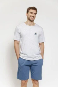 Pánské pyžamo 3577-Gabriel, světlý melír, krátký rukáv, vel. 3XL, 4XL