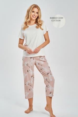 Dámské pyžamo 3539-Fiora, krátký rukáv, žlutá, vel. M, L, XL