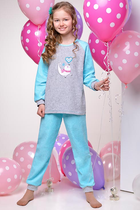 Taro, dětské froté pyžamo 029/H, růžová/šedý melír, vel. 110