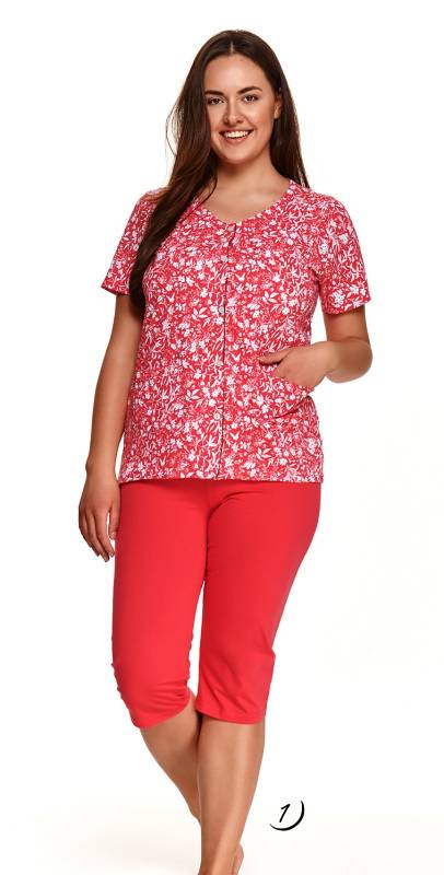 Taro, dámské pyžamo 924-Wera, krátký rukáv, červená, vel. XXL