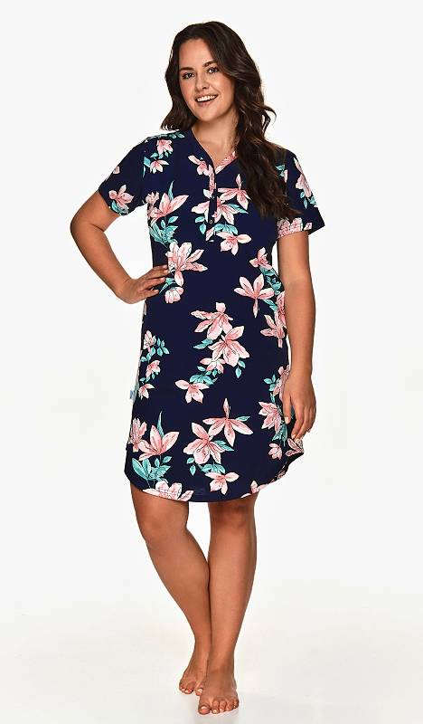 Dámská noční košile 2693-Larysa, krátký rukáv, vel. XXL, 3XL