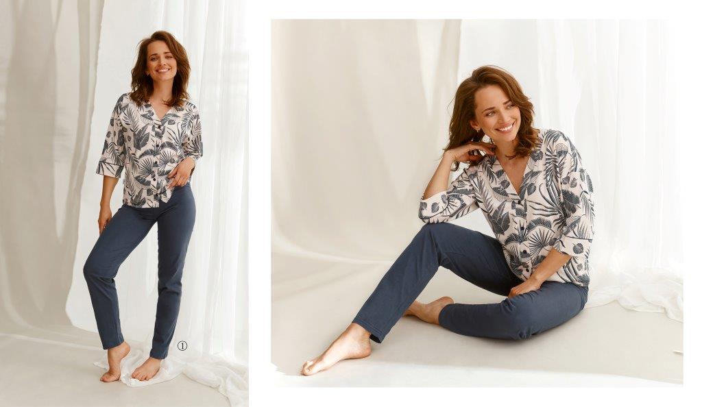 Taro, dámské propínací pyžamo 2561-Megan, smetanová, vel. M