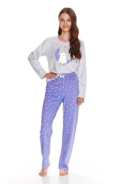 Taro, dívčí pyžamo 2786-Suzan, dlouhý rukáv, šedý melír, vel. 146