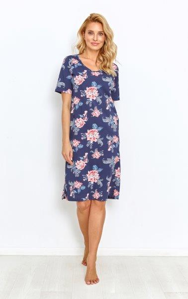 Taro, dámská noční košile 2-2879-Ellie, krátký rukáv, modrá, vel. M