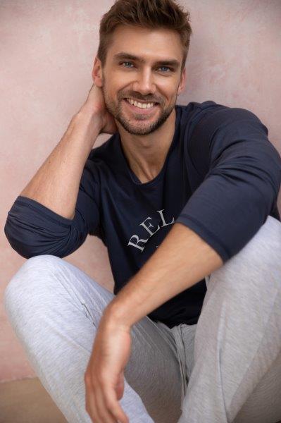 Taro, pánské pyžamo 3079-Sammy, dlouhý rukáv, tmavě modrá, vel. L