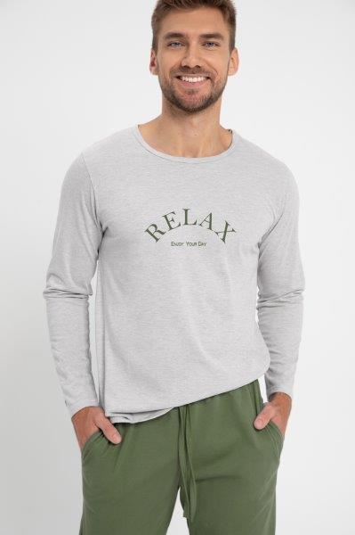 Pánské pyžamo 3079-Sammy, dlouhý rukáv, šedý melír, vel. L, XXL