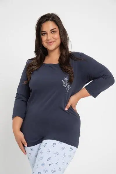 Taro, dámské pyžamo 3012-Magnolia, dlouhý rukáv, modrá, vel. 3XL