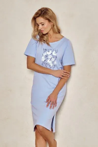 Taro, dámská noční košile 3139-Viviana, krátký rukáv, světle modrá, vel. M