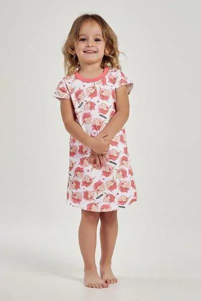 Taro, dětská noční košile 3147-Annabel, krátký rukáv, bílá, vel. 116