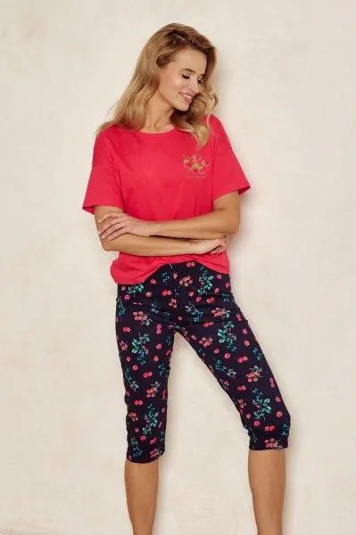Taro, dámské pyžamo 3109-Dora, krátký rukáv, červená, vel. L