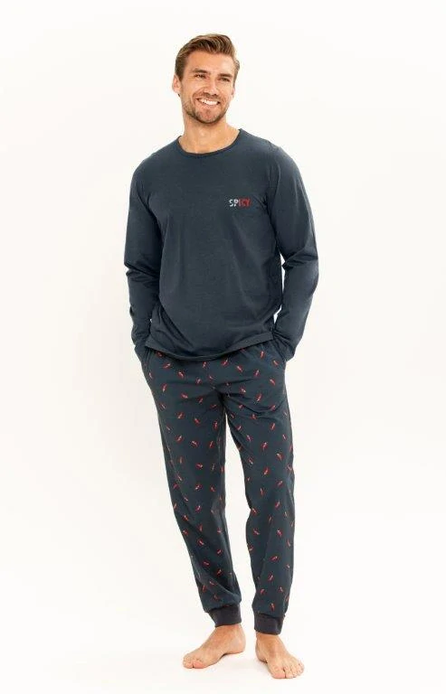 Taro, pánské pyžamo 3313-Eric, dlouhý rukáv, tmavě modrá, vel. XL