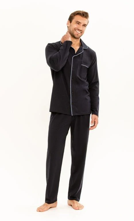 Taro, pánské propínací pyžamo 3299-Allen, dlouhý rukáv, tmavě modrá, vel. XXL