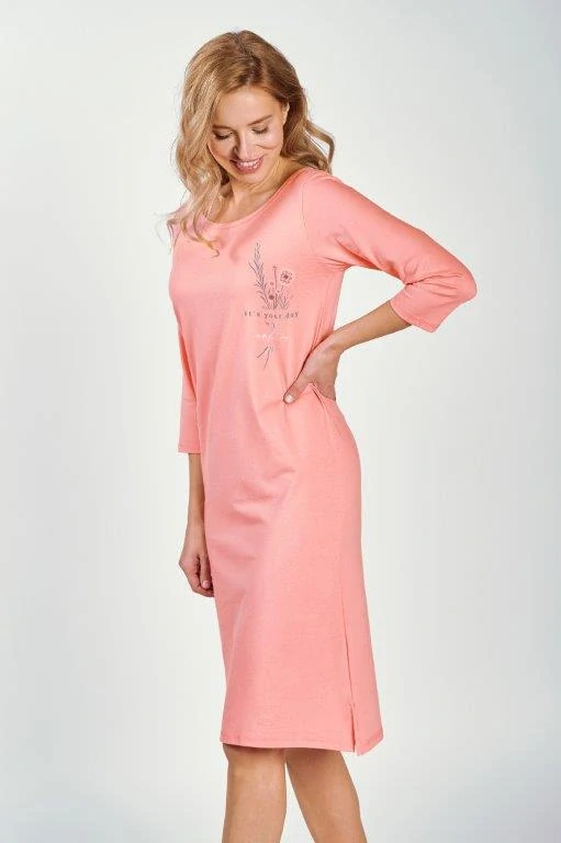 Taro, dámská noční košile 3242-Ashley, 3/4 rukáv, růžová, vel. L