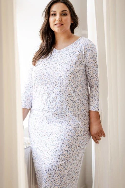 Taro, dámská noční košile 3258-Ariella, bílá s tiskem, vel. 4XL