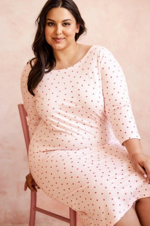 Taro, dámská noční košile 3260-Angie, dlouhý rukáv, růžová, vel. 4XL