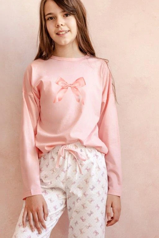 Dívčí pyžamo 3286-Riley, dlouhý rukáv, růžová, vel. 158 