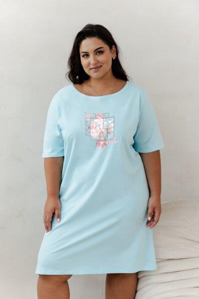 Taro, dámská noční košile 3364-Isla, krátký rukáv, modrá, vel. XXL