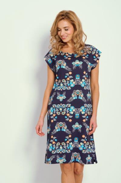 Taro, dámská noční košile 3330-Jodie, krátký rukáv, tmavě modrá, vel. L