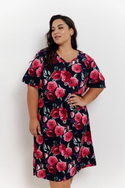 Dámská noční košile 3358-Claire, krátký rukáv, vel. XXL, 3XL