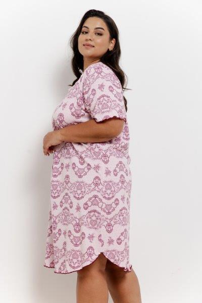 Taro, dámská noční košile 3374-Tara, krátký rukáv, růžová, vel. 4XL