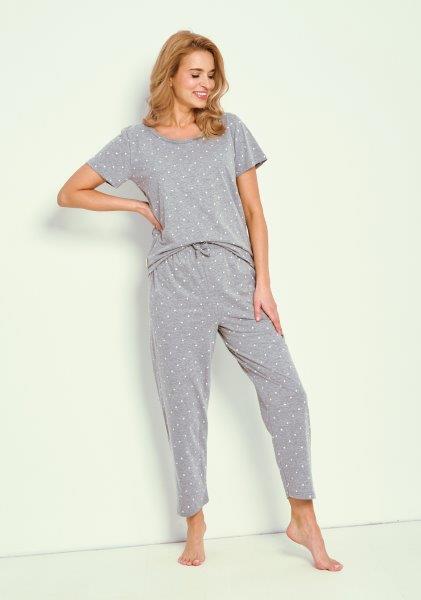 Taro, dámské pyžamo 3325-Meg, krátký rukáv, šedý melír, vel. M