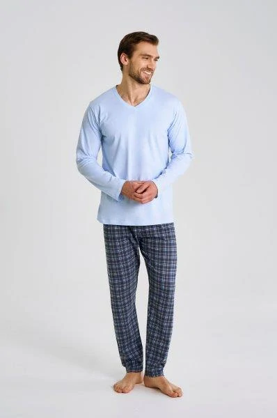 Taro, pánské pyžamo 3475-Mark, dlouhý rukáv, světle modrá, vel. XXL