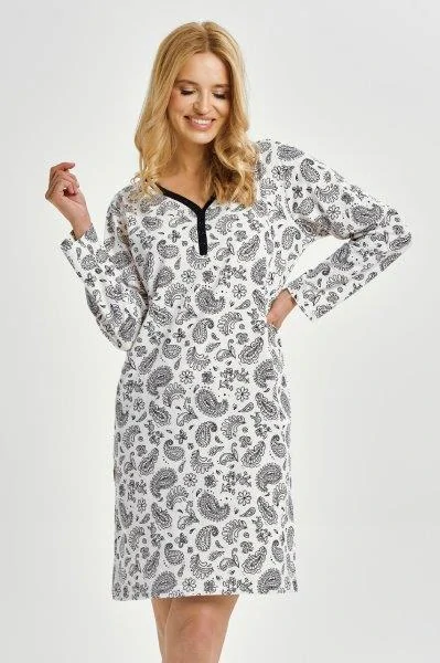 Dámská noční košile 3453-Aida, dlouhý rukáv, bílá, vel. M, L, XL