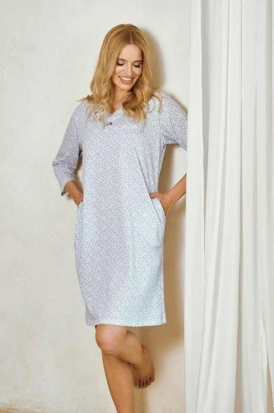 Taro, dámská noční košile 3449-Debora, dlouhý rukáv, bílá, vel. M