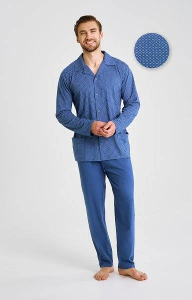 Taro, pánské propínací pyžamo 3483-Derek, modrá, vel. L