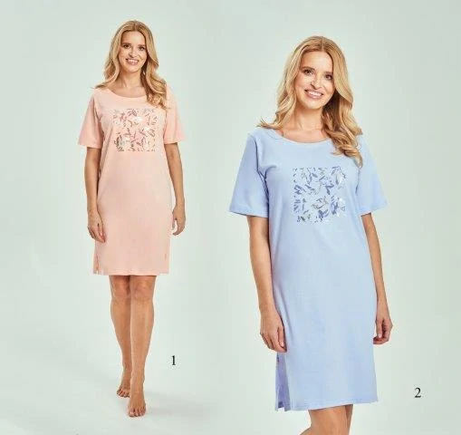 Taro, dámská noční košile 3554-Valentina, krátký rukáv, modrá, vel. M