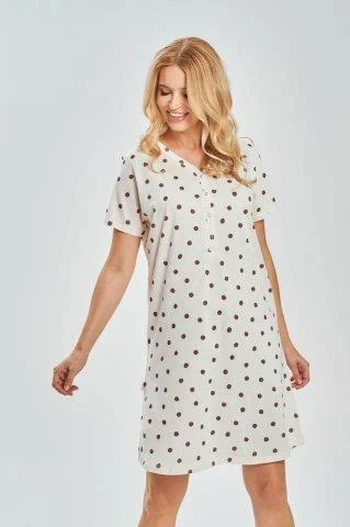 Dámská noční košile 3529-Nita, krátký rukáv, žlutá, vel.  S, M, L, XL