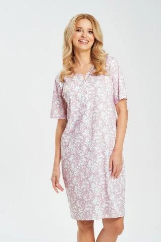 Dámská noční košile 3541-Adria, krátký rukáv, růžová, vel. M, L, XL
