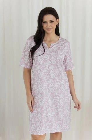 Dámská noční košile 3569-Adria, krátký rukáv, růžová, vel. XXL, 3XL