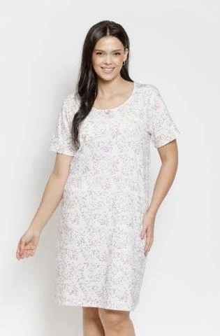 Dámská noční košile 3564-Mariella, krátký rukáv, světle žlutá, vel. XXL, 3XL